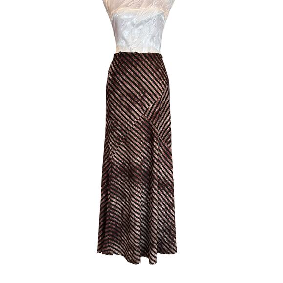 Vintage Dresses & Skirts - Vintage Abstract Black Brown Maxi Skirt Small